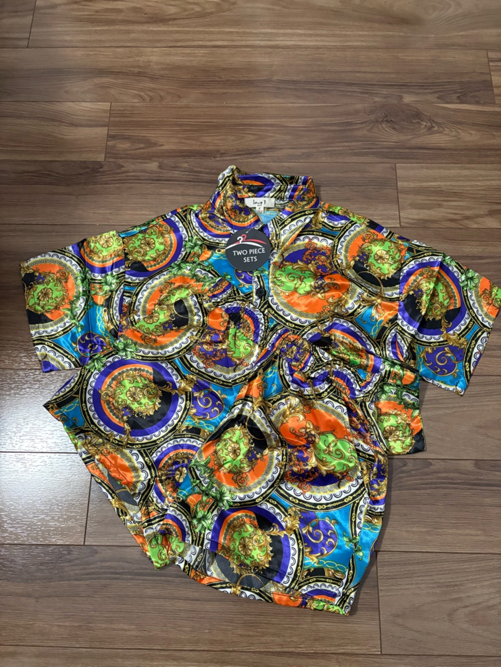 High-Waist Women’s Shorts — Multicolor Baroque Print